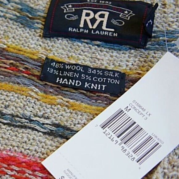 Double RRL Tan Multi Fair-isle V Neck Sweater Vest - Picture 15 of 16